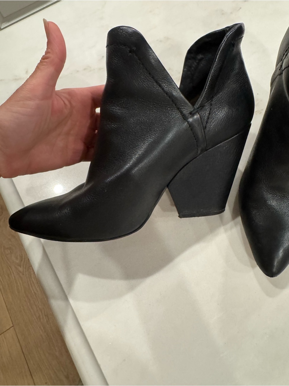 Splendid brand black Leather Pointed Heel Ankle Boot